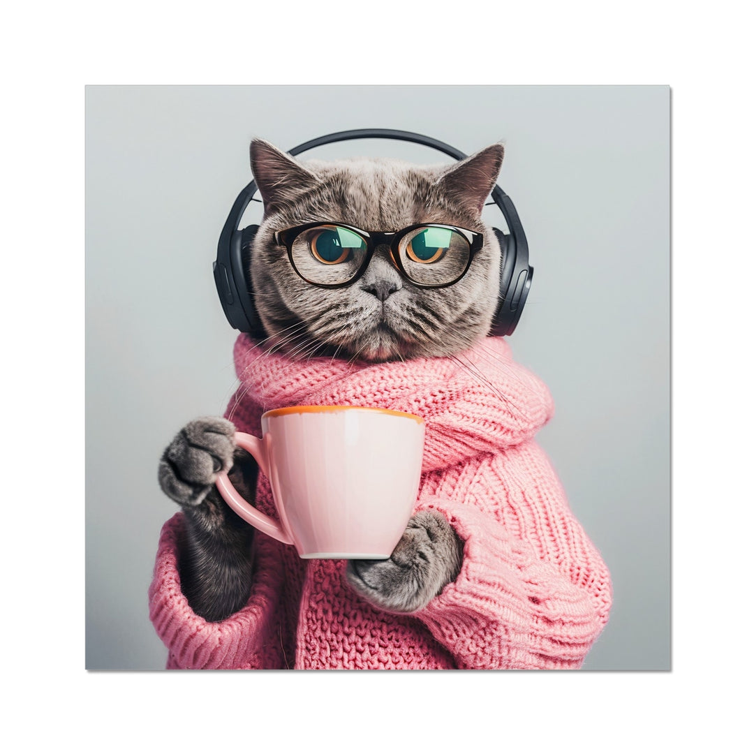 The Cat With its Tea Funny Wall Art Poster - Yililo