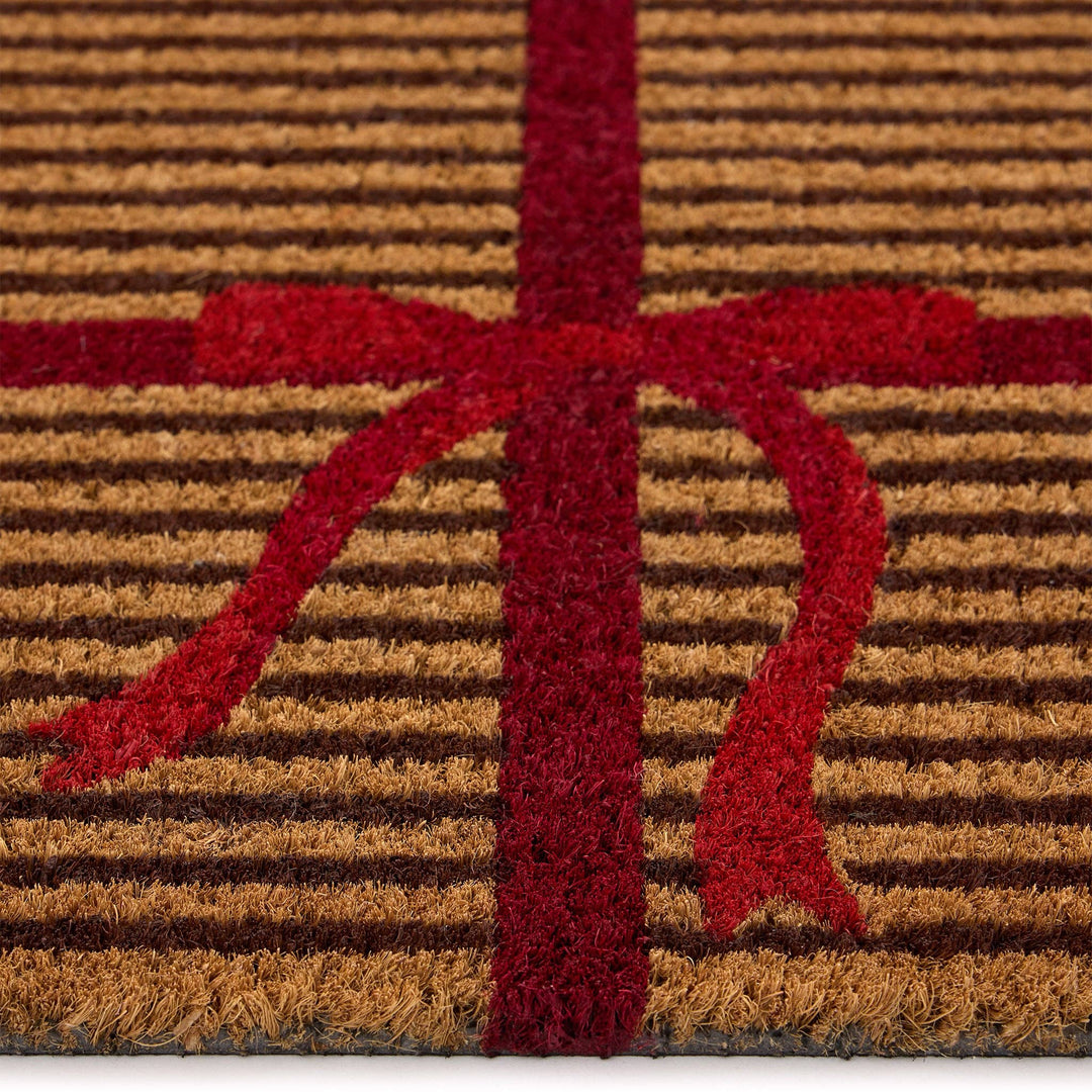 Red Bow Present Coir Doormat 40x60