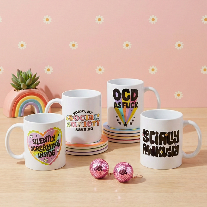 Silently Screaming Rainbow Heart Mug Cup