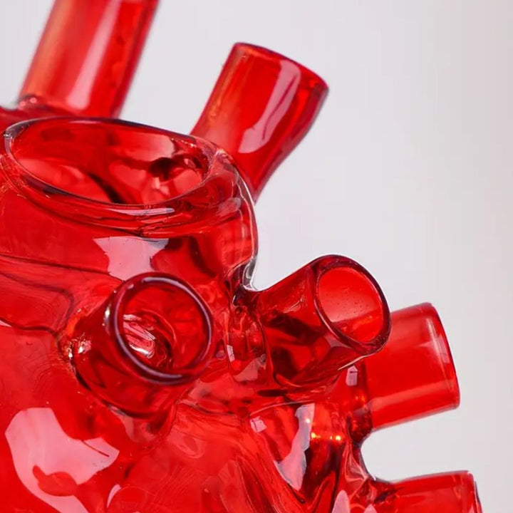 Heart Shape Clear Red Glass Flower Vase - Yililo