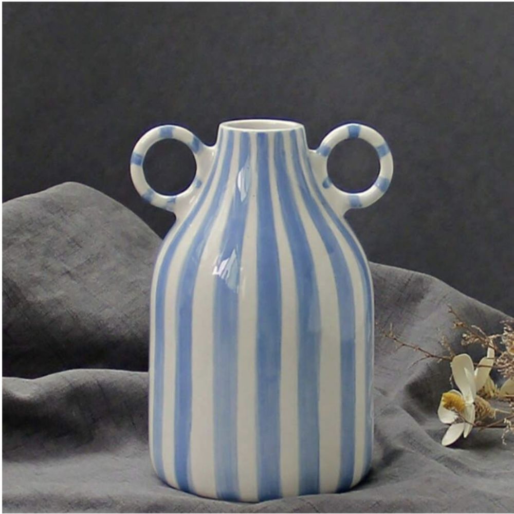 Blue Hand Painted Double Handed Vase