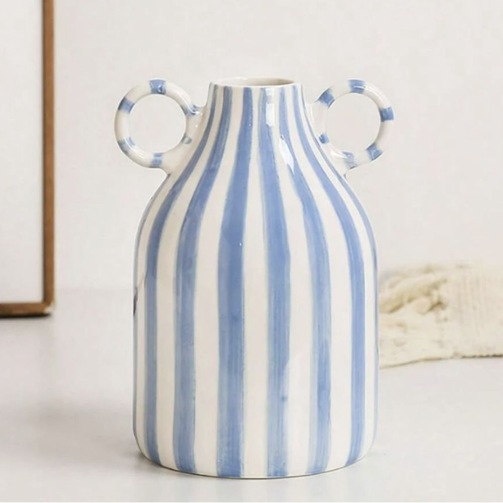 Blue Hand Painted Double Handed Vase - Yililo