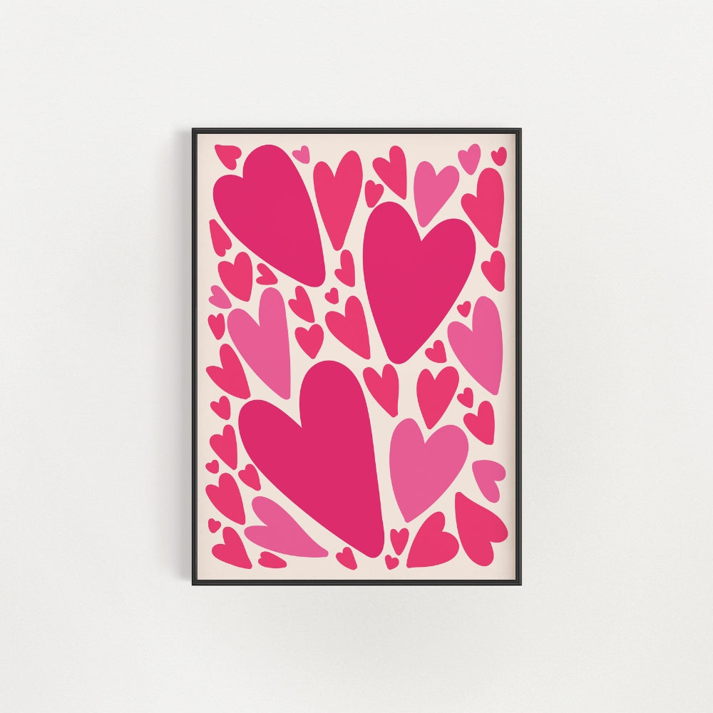 All Pink Hearts Wall Art Poster