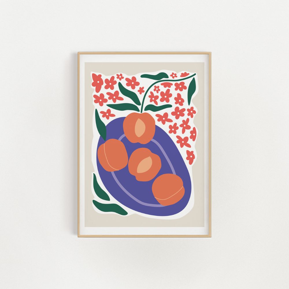 A Bowl Of Peaches Abstract Wall Art Poster