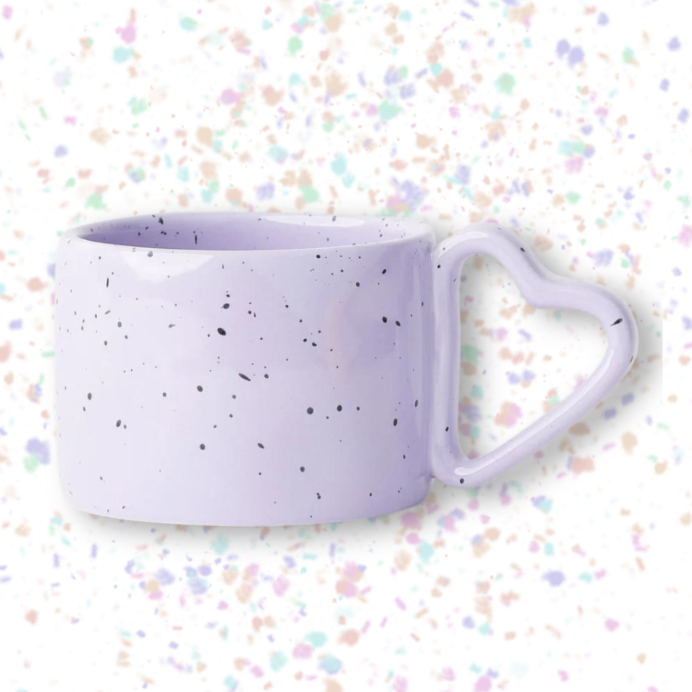 Purple Speckled Mug with Heart-Shaped Handle - Yililo