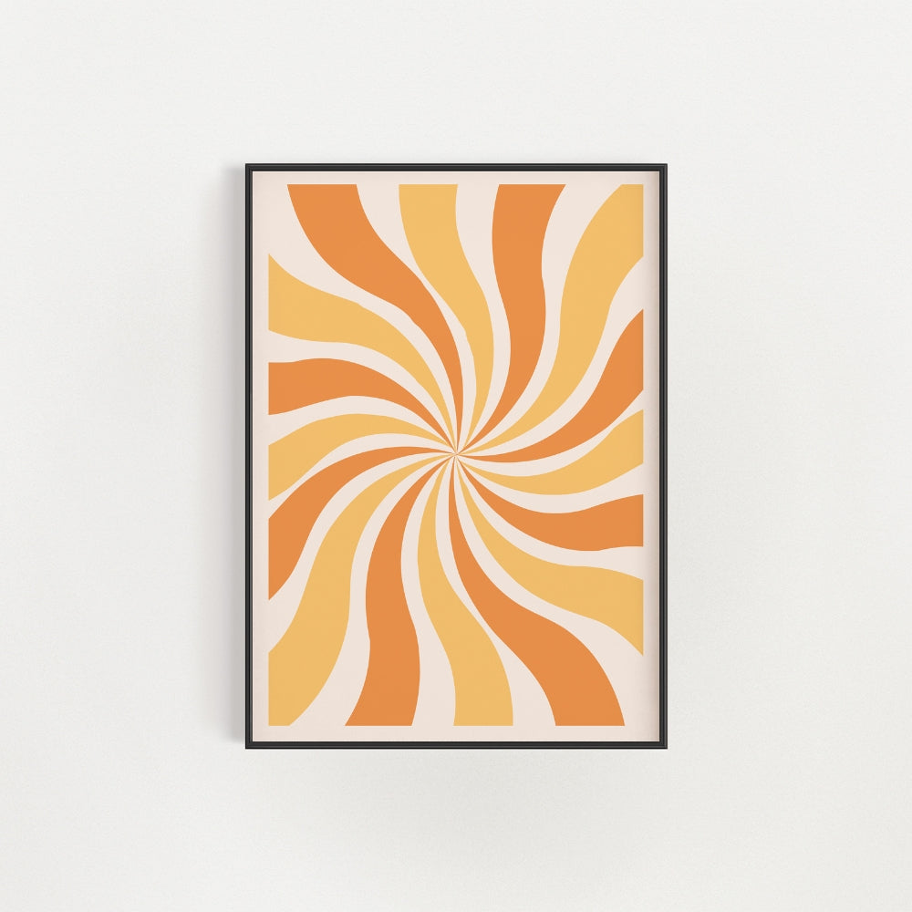 Orange Sunburst Wall Art Poster - Yililo