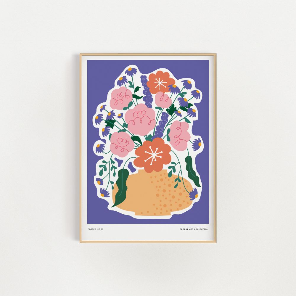 Abstraktes Wandkunst-Poster mit Blumenvasen-Blumenstrauß