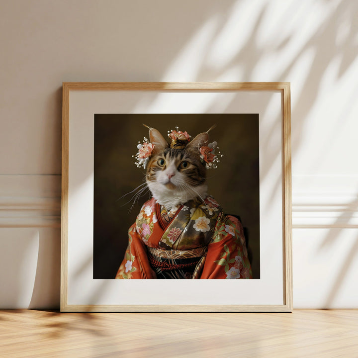 The Geisha Cat Fun Wall Art Poster