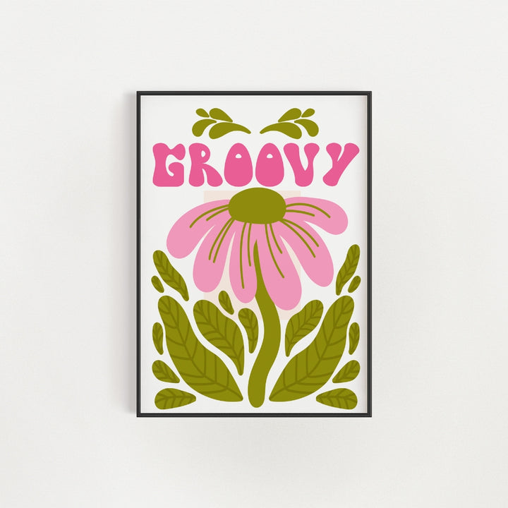 Groovy Pink Flower Wall Art Poster