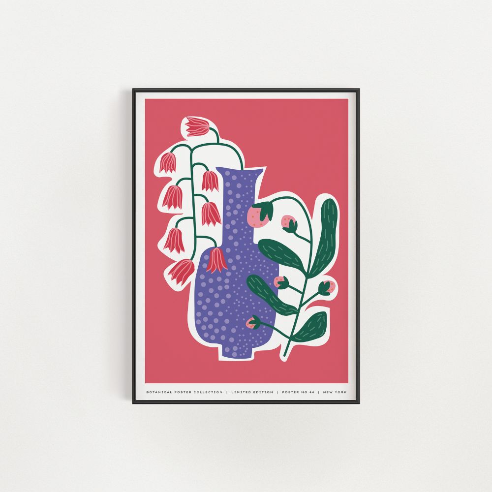 Das abstrakte Wandkunst-Poster mit roten Tulpen