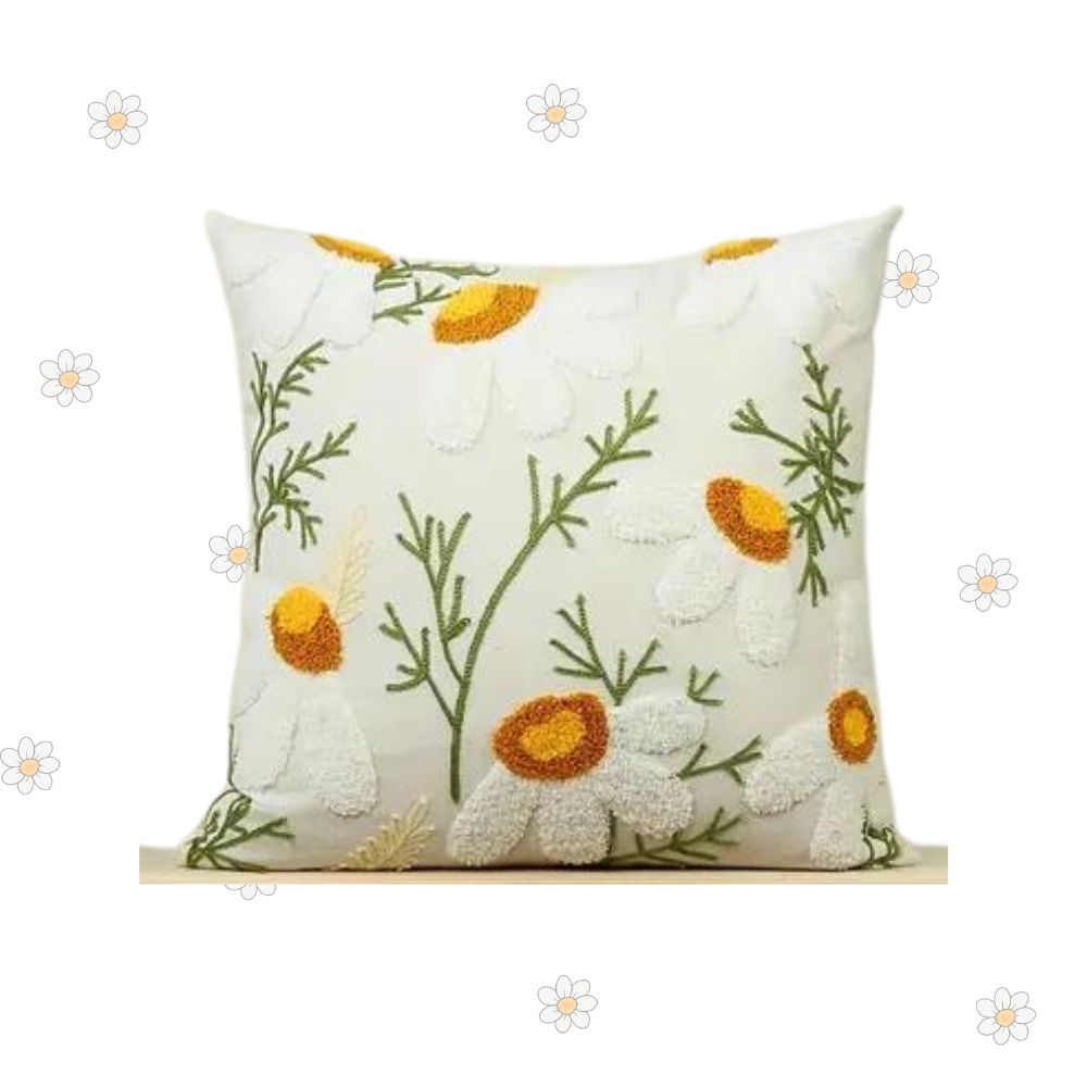 Boho Floral Embroidered Cushion Cover 45CM