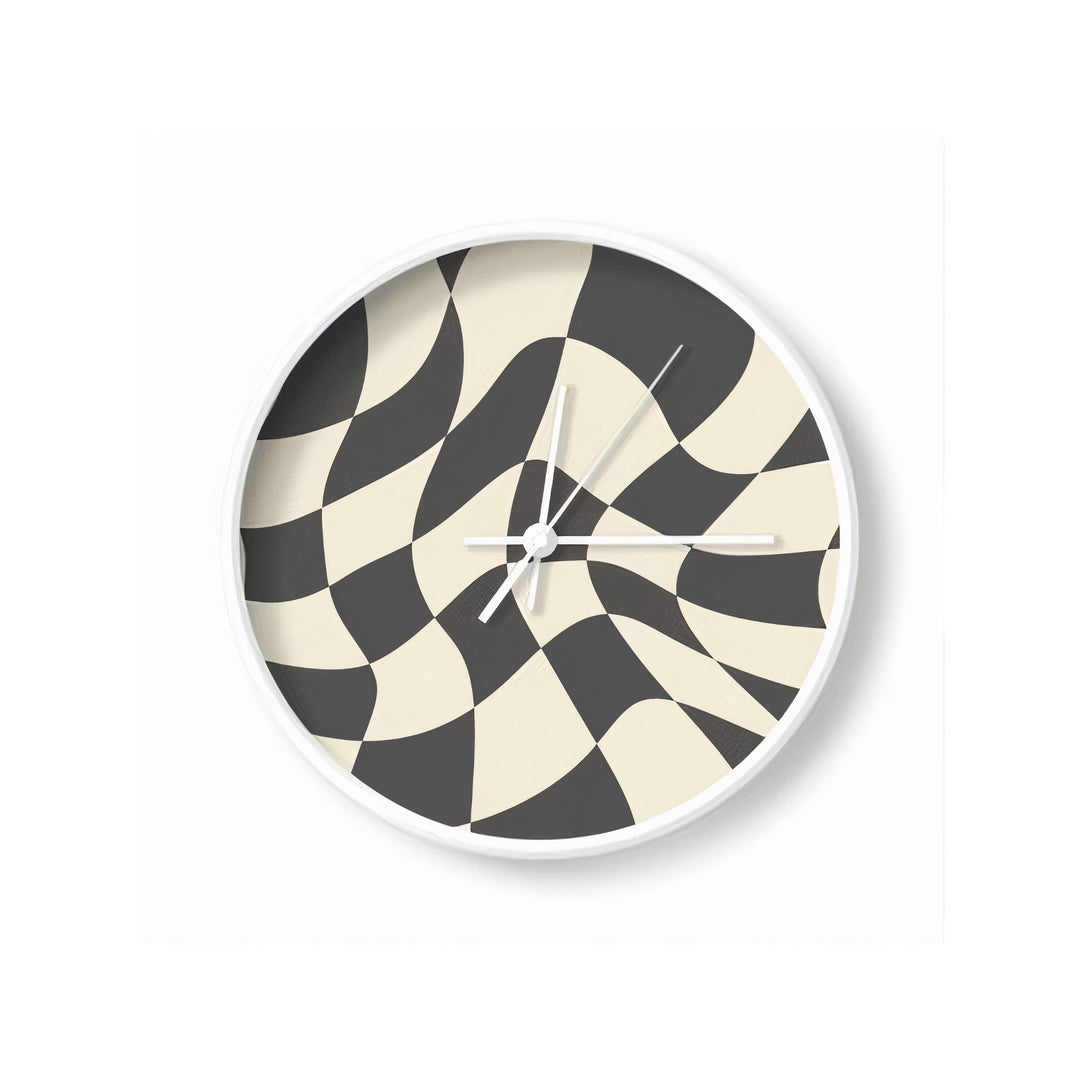 90s Black Wavy Check Wall Clock - Yililo