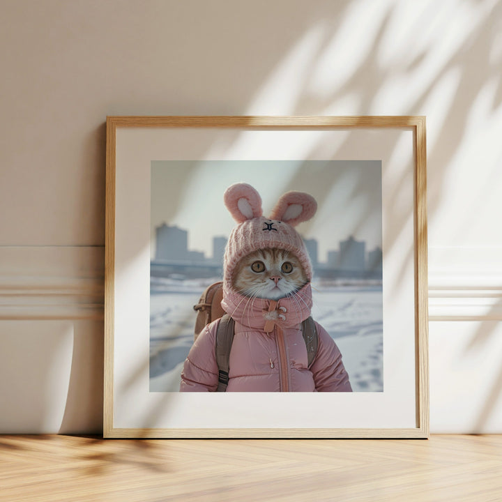 Rabbit Hat Cat Funny Wall Art Poster