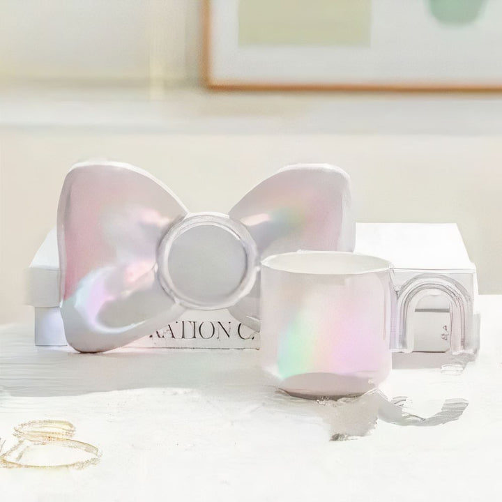 Bow Iridescent Pearl Cup and Saucer Set - Yililo