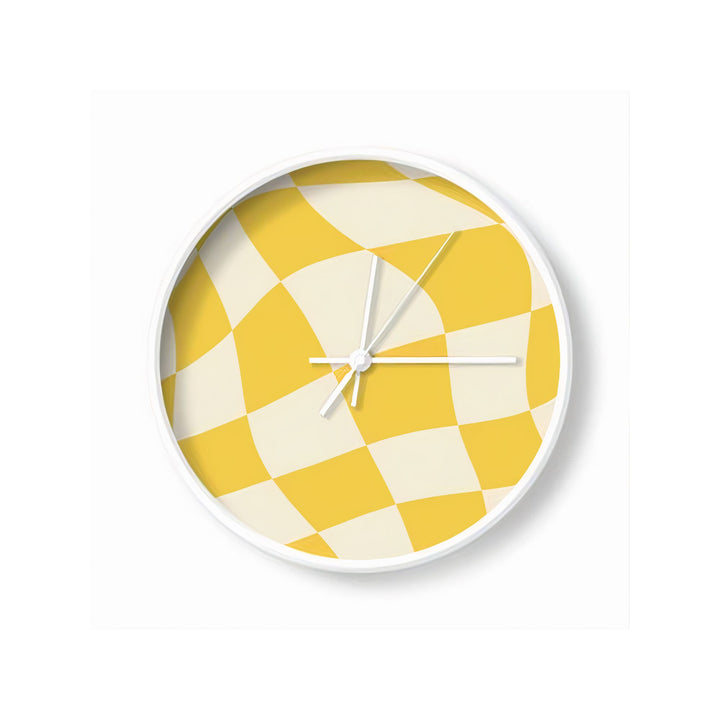 90s Yellow Wavy Check Wall Clock - Yililo