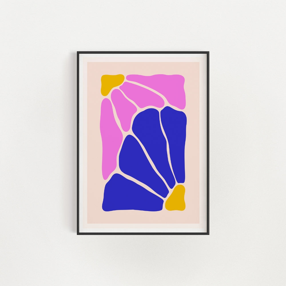 Pink Blue Two Flowers Wall Art Poster