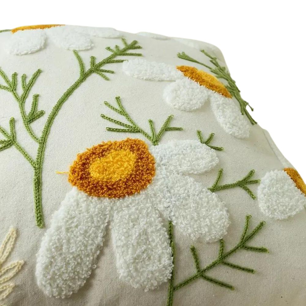 Boho Floral Embroidered Cushion Cover 45CM