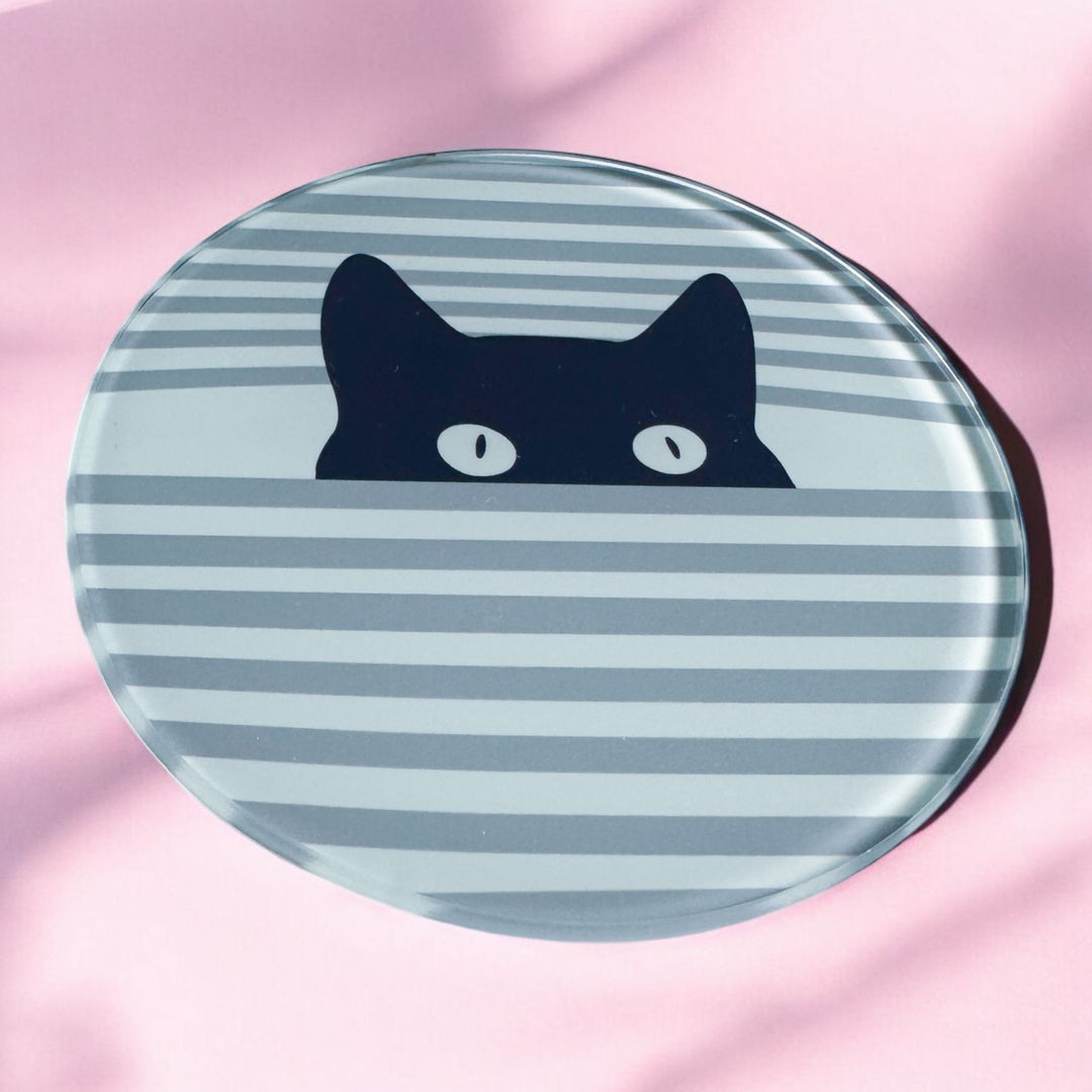 Black Cat Stripe Coasters - Yililo