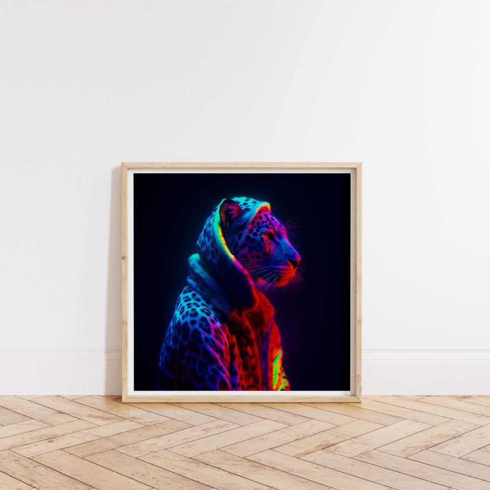 Der Leopard-Neon-Tier-Wandkunstdruck