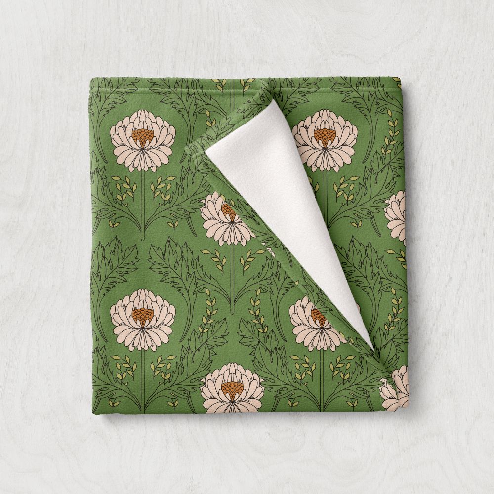 Green Flower Regency Blanket Throw - Yililo