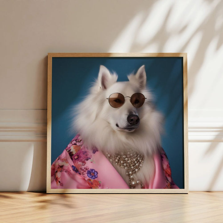 Cool Dog In Pink Coat Funny Wall Art Poster - Yililo