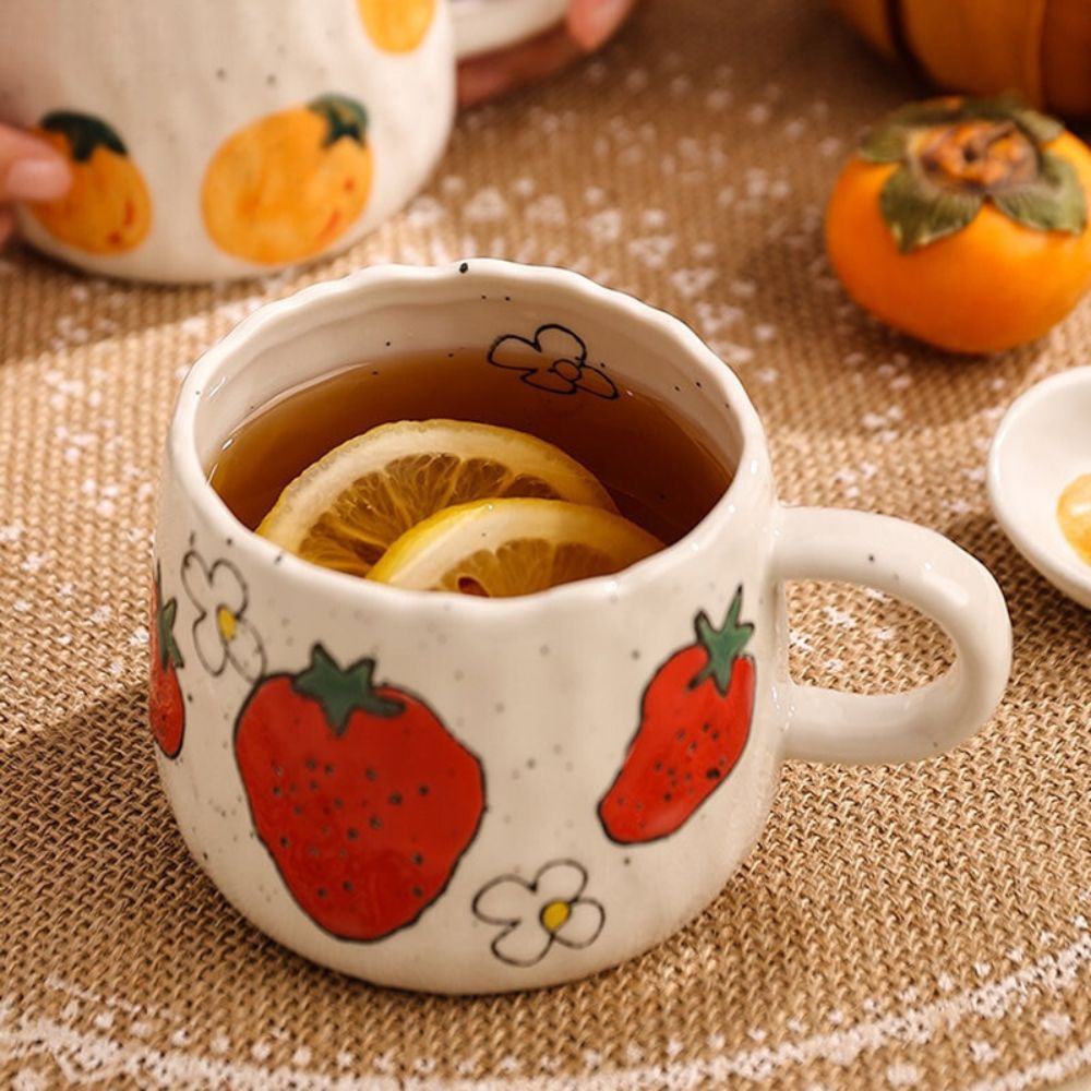 Rustic Fruity Cup Lemon Strawberry Mug - Yililo