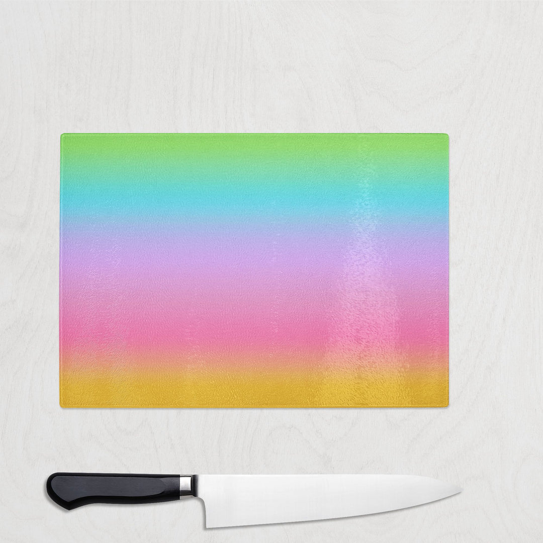 Rainbow Bliss Glass Chopping Board