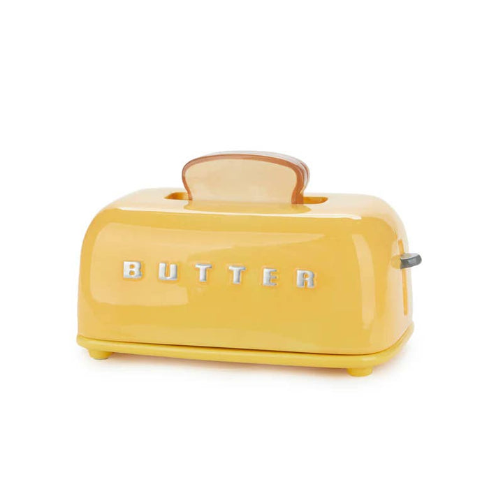 Yellow Toaster Shape Ceramic Butter Dish