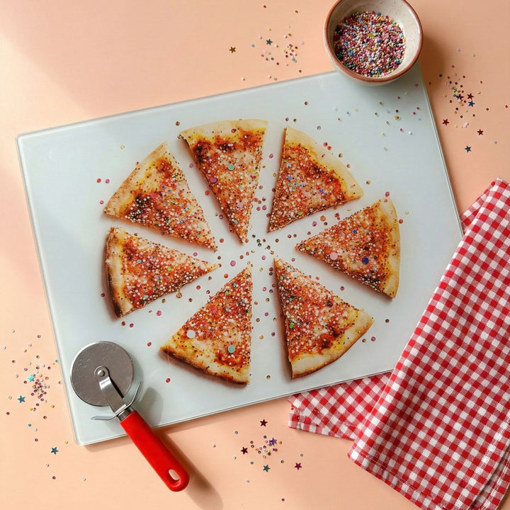 Glitter Pizza Glass Chopping Board