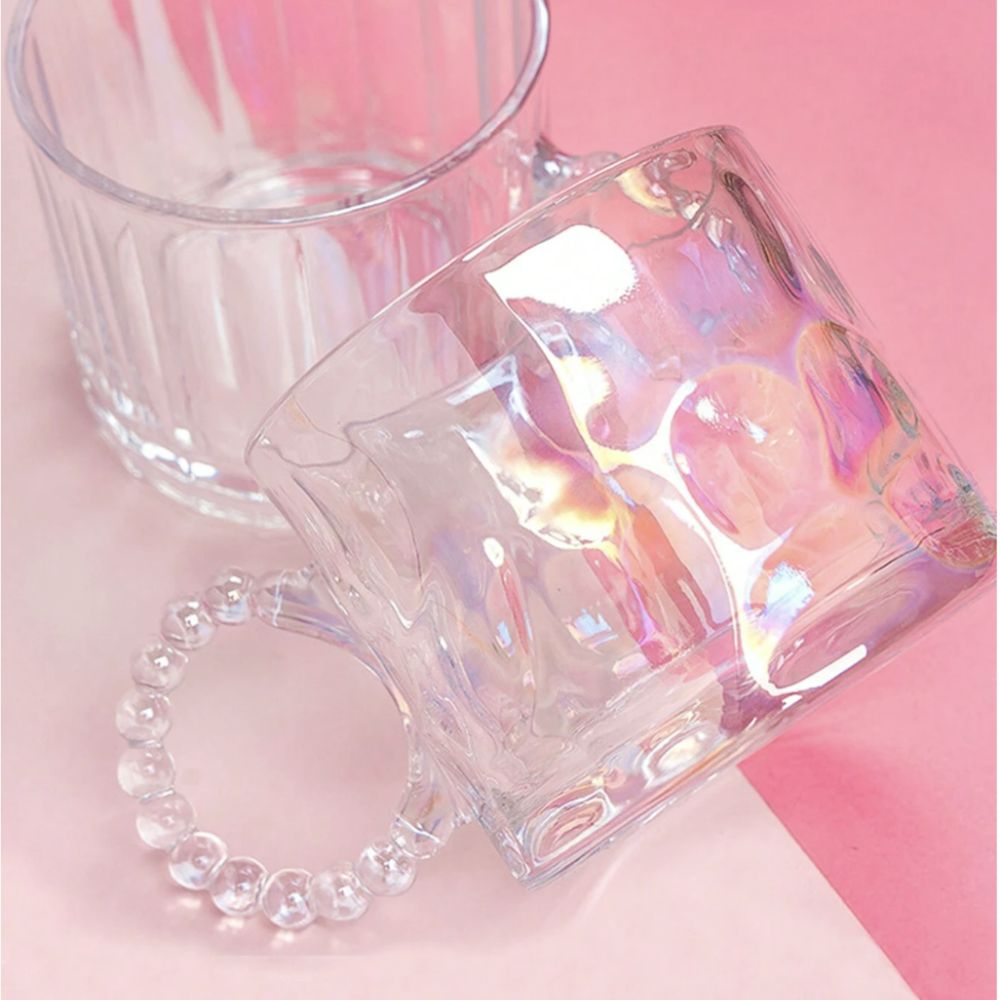 Nordic Iridescent Bobble Handle Glass Cup - Yililo