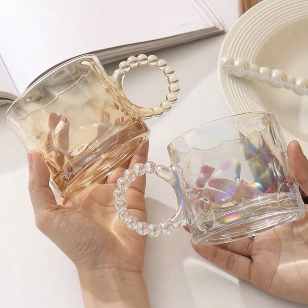 Nordic Iridescent Bobble Handle Glass Cup - Yililo