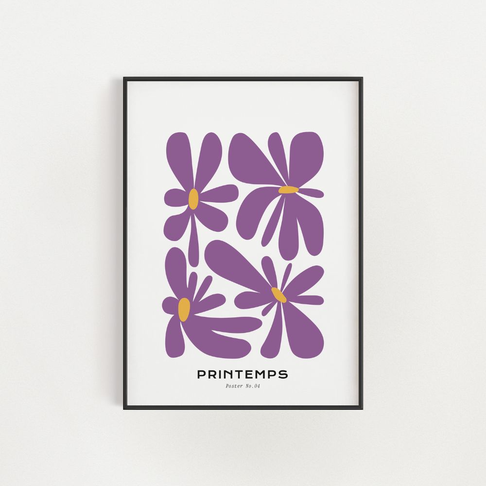 The Purple Abstract Flowers Wall Art Poster