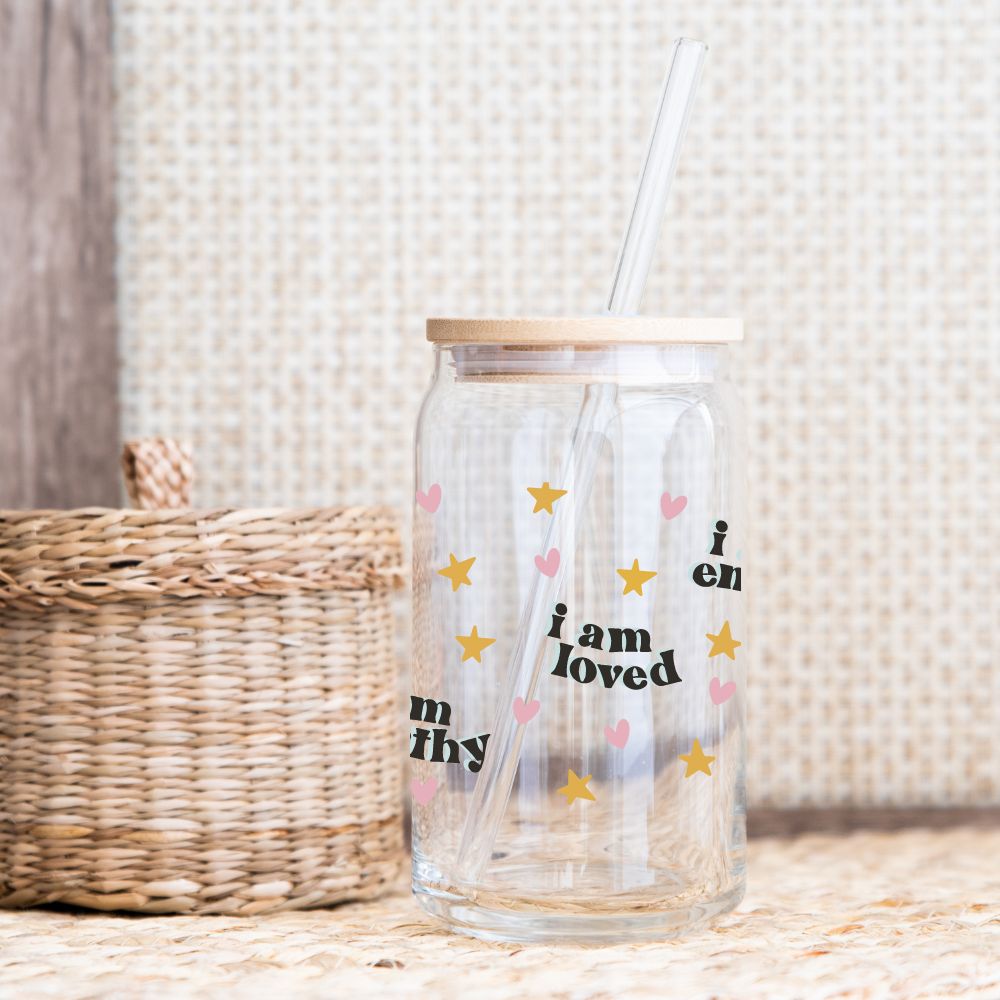 I Am Brave Glass Beer Can Bamboo Lid And Glass Straw 16oz
