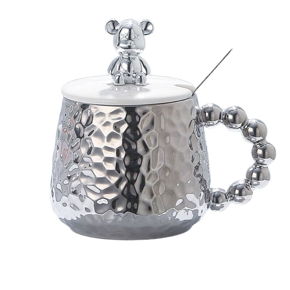 Bear Lid Cup And Spoon Chrome Mug Set