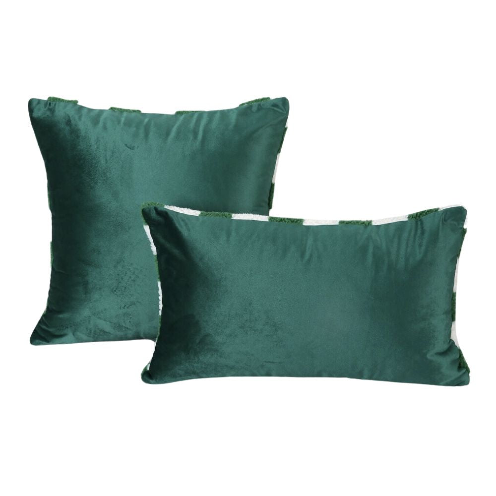 Green Check Fluffy Cushion Cover 50cm - Yililo