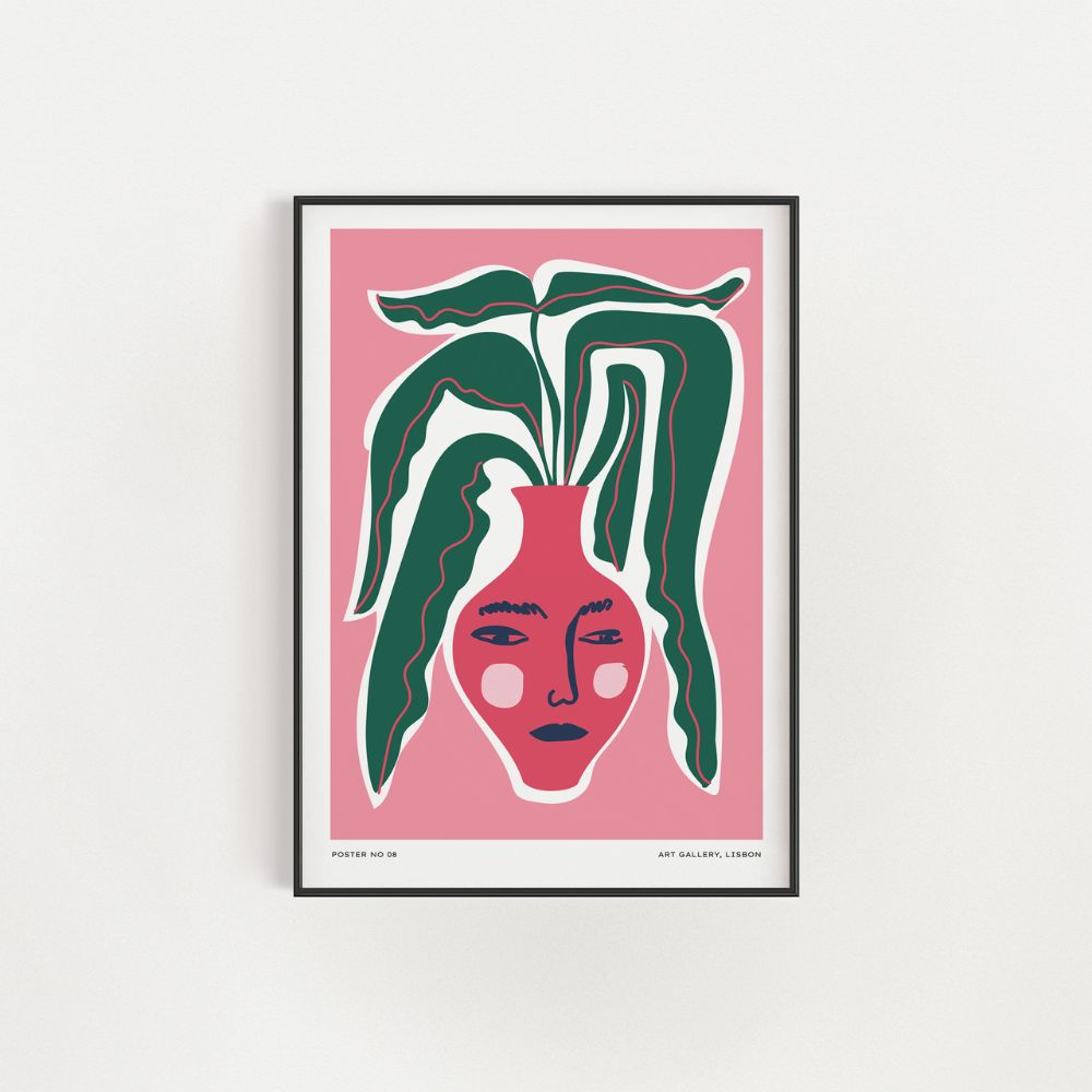 Pink Vase Face Abstract Wall Art Poster