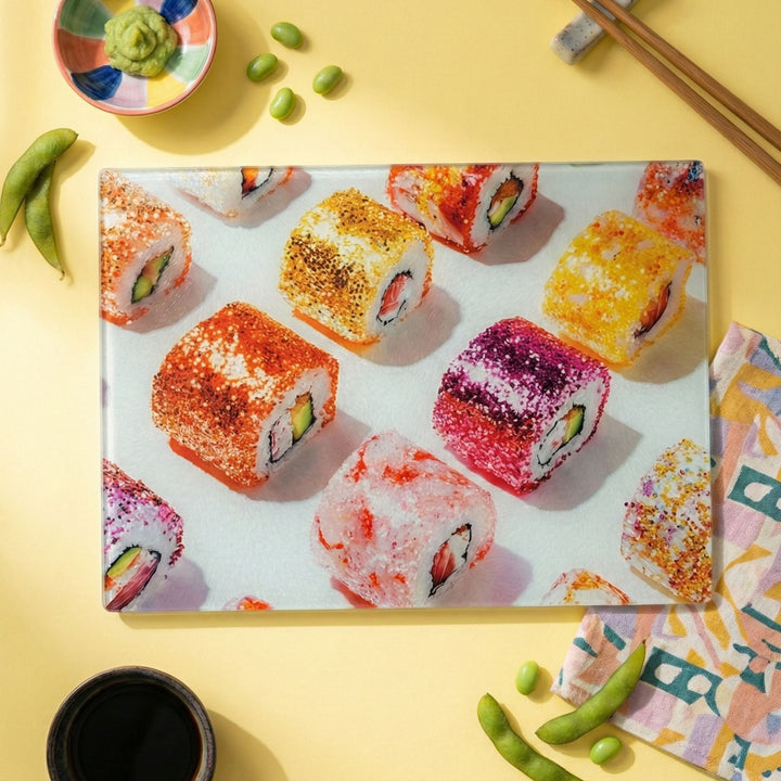 Sushi Glitter Roll Glass Chopping Board