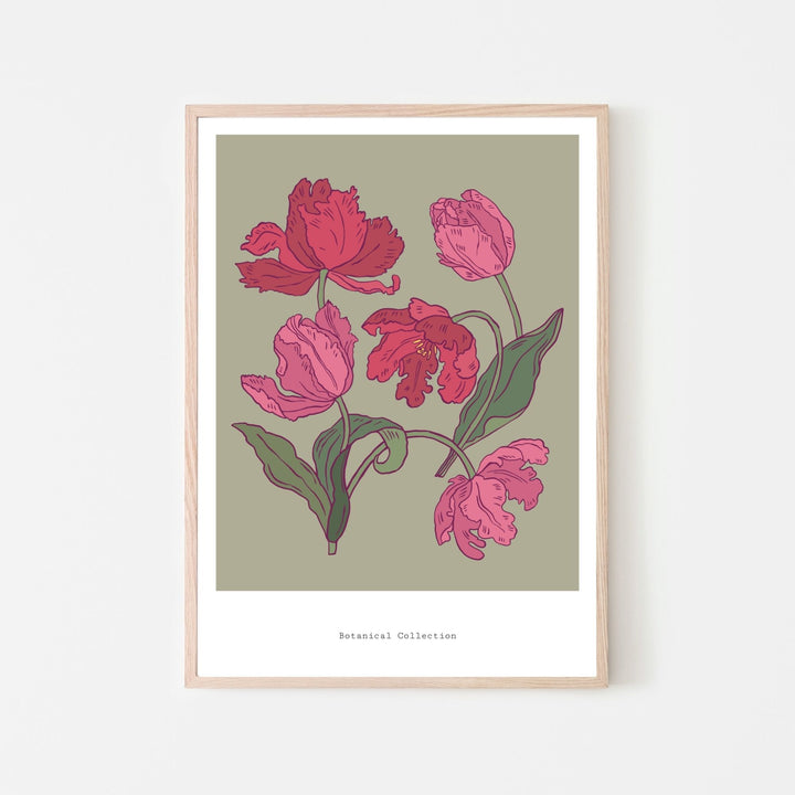 Five Pink Flowers Fine Wall Art Print