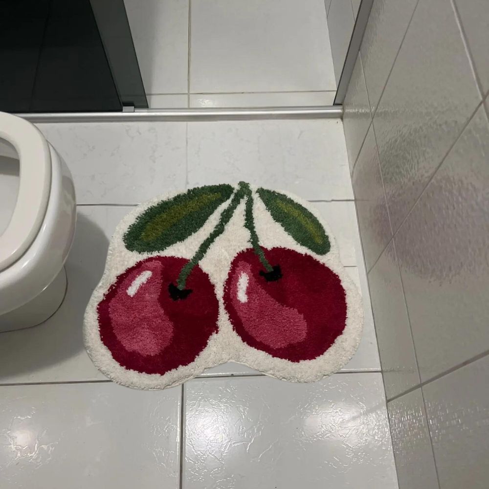 Cherry Fluffy Bathroom Mat