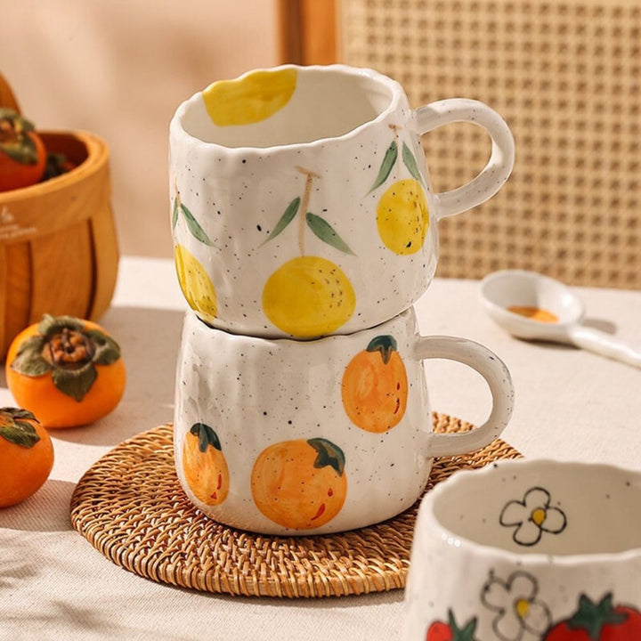 Rustic Fruity Cup Lemon Strawberry Mug - Yililo
