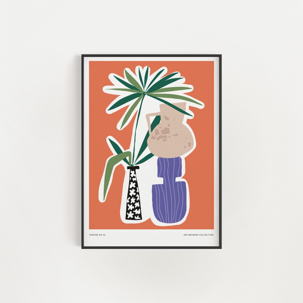 Nordic Line Colourful Wall Art Palm Front poster 
