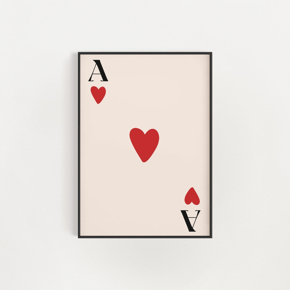 Red Ace Card Wall Art Poster - Yililo