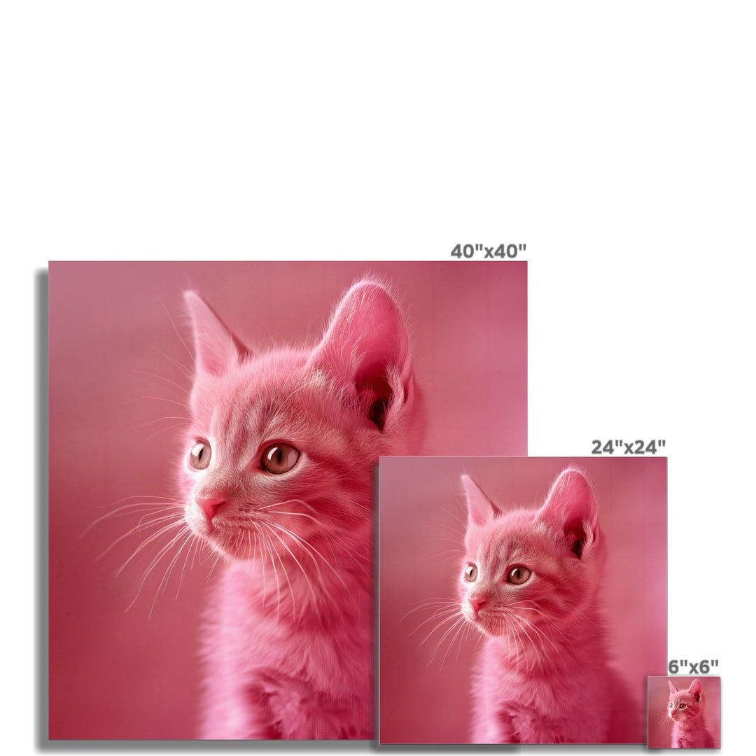 Bright Pink Kitten Art Poster - Yililo