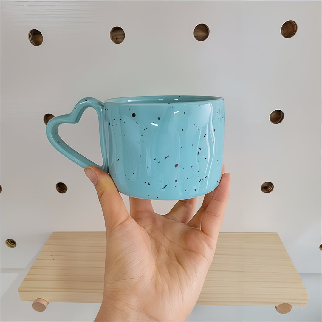 Purple Speckled Mug with Heart-Shaped Handle