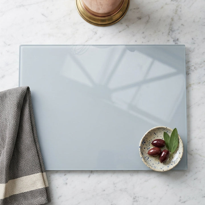 Mist Blue Grey Glass Chopping Board