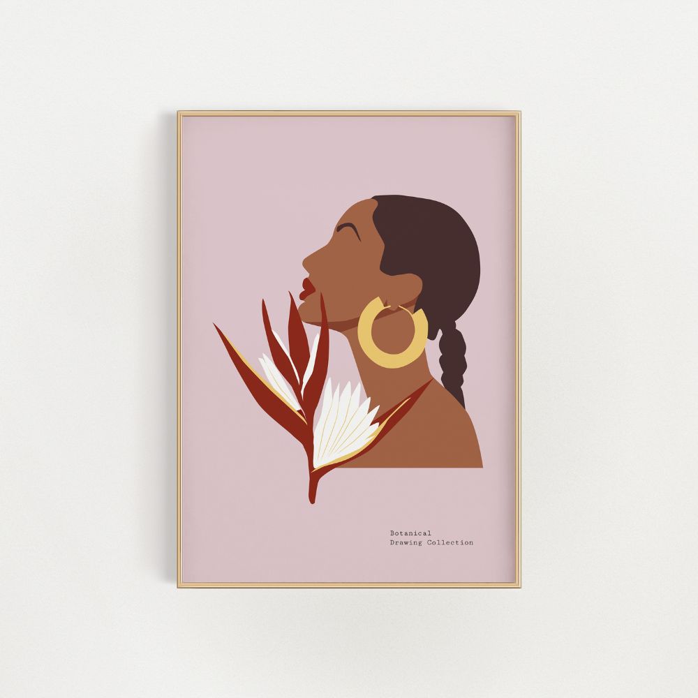 Gold Hoops And Flowers Wall Art Poster