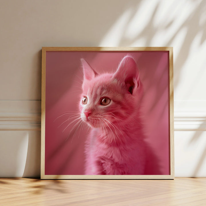 Bright Pink Kitten Art Poster