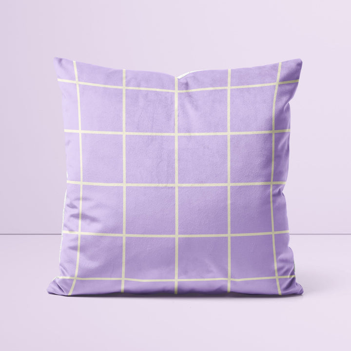 Lilac Check Grid 90s Cushion