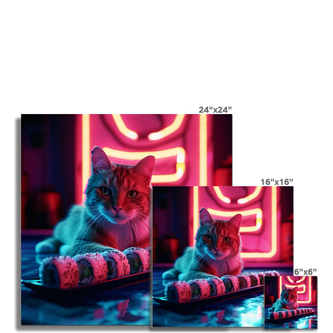 Sushi And The Cat Funny Wall Art Poster - Yililo