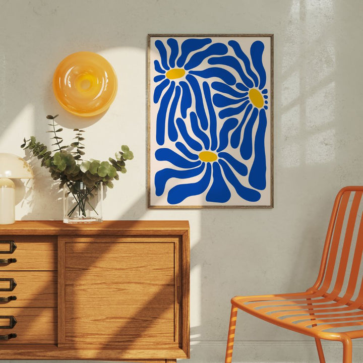 The Blue Flower Burst Wall Art Poster - Yililo